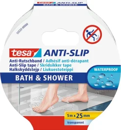 Rubans Adhésif-Tesa Adhésif anti-dérapant 5 m x 25 mm / bain & douche - Transparent