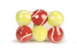 Jouets-Beeztees Bal tennis rouge / jaune 6,5 cm 6 pièces