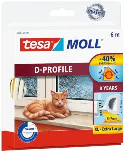 Rubans Adhésif-Tesa Bas de porte adhésif 9 mm x 6 m blanc