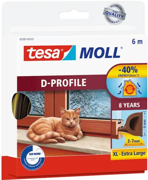 Rubans Adhésif-Tesa Bas de porte adhésif 9 mm x 6 m brun