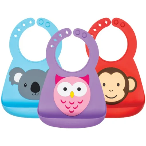 Bavettes Et Protection-Nuby Bavoir en silicone 3D décor animaux - 3m+