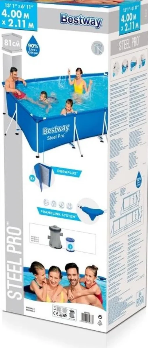 Piscines Et Accessoires | Piscines Et Accessoires-Bestway Steel Pro Frame Pool + pompe 400 x 211 x 81cm