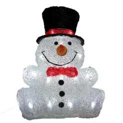 Décoration Lumineuse-Euro Light Bonhomme de neige assis blanc LED 24x18,5x31 cm