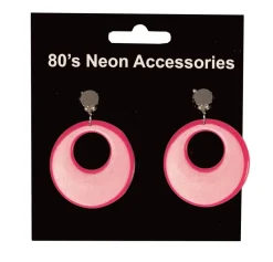 Accessoires-Partyline Boucles d'Oreilles Fluo Fuchsia