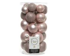 Décoration De Sapin-Euro Shop Boule Noël Paillettes Rose Poudre - 30 pièces