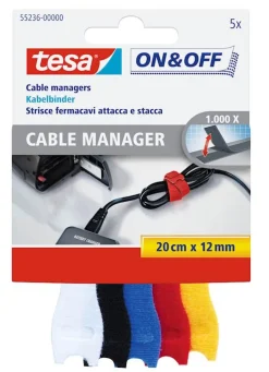 Rubans Adhésif-Tesa Cable Manager 12 mm x 20 cm blanc - noir - bleu - rouge - jaune