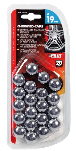 Accessoires Voiture-Euro Shop Cache Ecrous en Acier Chromè x20 19mm