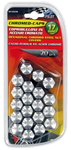 Accessoires Voiture-Euro Shop Cache Ecrous en Acier Chromè x20 17mm