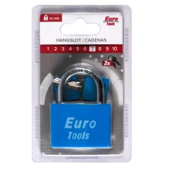 Serrures-Euro Tools Cadenas 50 mm bleu + 2 clés