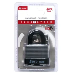 Serrures-Euro Tools Cadenas 40 mm grijs + 2 clés