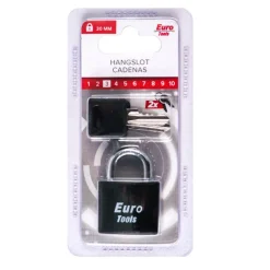 Serrures-Euro Tools Cadenas 30 mm noir + 2 clés