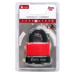 Serrures-Euro Tools Cadenas 40 mm rouge + 2 clés