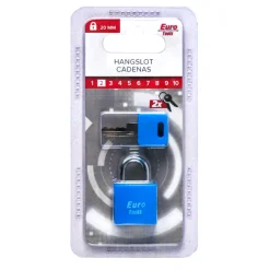Serrures-Euro Tools Cadenas alu 20 mm bleu + 2 clés