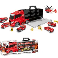 Véhicules-DDD Toys Camion coffret + véhicules rouge