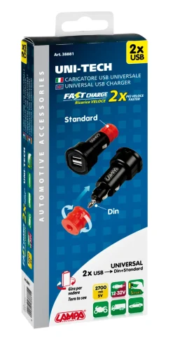 Accessoires-Euro Shop Chargeur Universel Chargement Rapide 2x USB 2400 mA - 12/32V