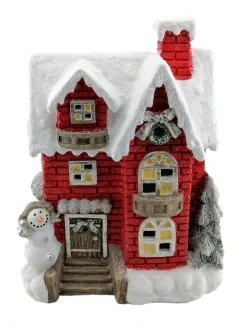 Statues, Figurines Et Maisons-DDD Chateau rouge neige 48 cm LED