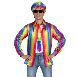 Déguisements Adultes-Euro Shop Chemise disco arc-en-ciel homme - Taille 52/54