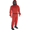 Déguisements Adultes-Euro Shop Combinaison Squid Game rouge + masque