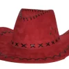 Chapeaux Et Perruques-Partyline Cow-boy en daim - Rouge