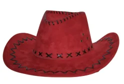 Chapeaux Et Perruques-Partyline Cow-boy en daim - Rouge