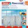 Rubans Adhésif-Tesa Crochet amovible rectangulaire chrome (3 crochets + 4 languettes)