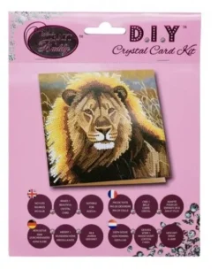 Artisanat-Merkloos Crystal card kit lion 18x18cm