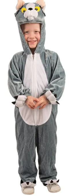Déguisements Enfants-Partyline Déguisement Chat - Gris - Taille 128