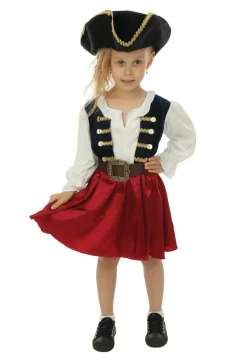 Déguisements Enfants-Euro Shop Déguisement de pirate avec chapeau fille - 3 pièces - Bleu - 3-4 ans