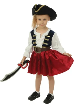 Déguisements Enfants-Euro Shop Déguisement de pirate avec chapeau fille - 3 pièces - Bleu - 7-9 ans