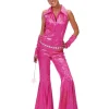 Déguisements Adultes-Euro Shop Déguisement Disco Combinaison Rose Groovy - Taille 40/42