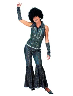 Déguisements Adultes-Euro Shop Déguisement Disco Combinaison Bleue Boogie Queen - Taille 44/46