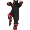 Déguisements Enfants-Euro Shop Déguisement enfant Ninja Noir avec Dragon Rouge - Taille 116