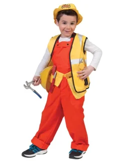 Déguisements Enfants-Euro Shop Déguisement Enfant Salopet Orange avec Veste Fluo - Taille 164