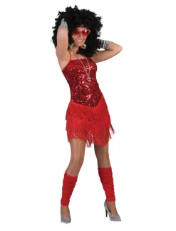 Déguisements Adultes-Euro Shop Déguisement Robe Paillettes Rouge avec Franges - Taille 40/42