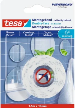 Rubans Adhésif-Tesa Double face de fixation 1,5 m x 19 mm / carrelage et métal - résistant
