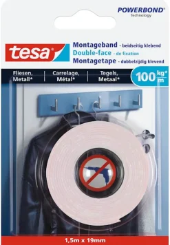 Rubans Adhésif-Tesa Double face de fixation 1,5 m x 19 mm / carrelage et métal