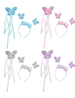 Accessoires-Euro Shop Ensemble papillon diadème + bâton - 4 couleurs différentes