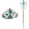 Accessoires-Euro Shop Ensemble princesse diadème + baguette avec pierres bleues