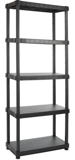 Établis Et Systèmes De Rangement-Euro Shop Etagère plastique noir 188x80x40 cm