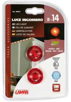 Éclairage-Euro Shop Feu de LED 24V rouge - 2 Pièces