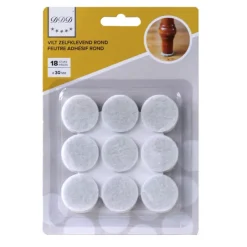 Des Ferrures De Meubles Et De Portes-DDD feutre adh 30 mm rond blanc 18 pieces