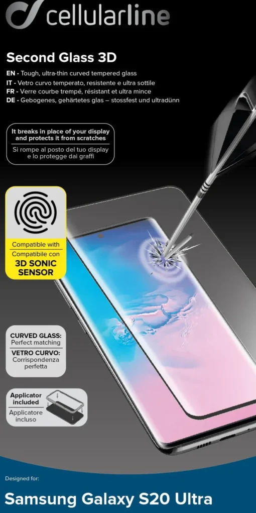 Accessoires Smartphone-Cellular Line Galaxy S20 Ultra Temper Glass
