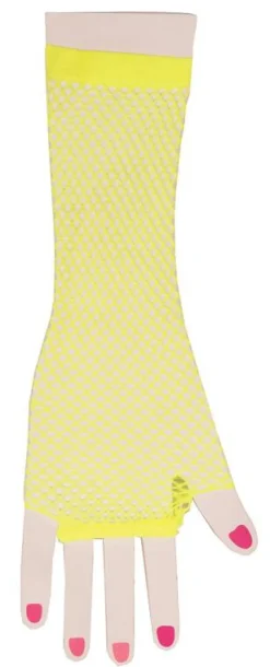 Accessoires-Partyline Gant En Résille Jaune