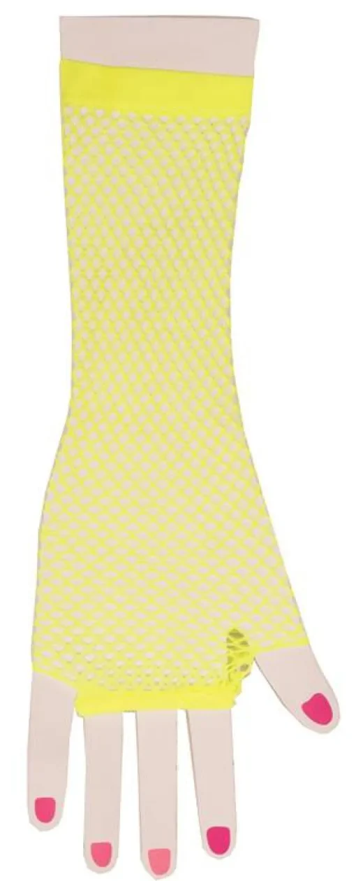 Accessoires-Partyline Gant En Résille Jaune