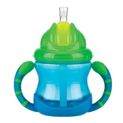 Ustensiles De Repas-Nuby Gobelet anti-goutte Flip-It avec anses - Bleu - 240ml - 12m+