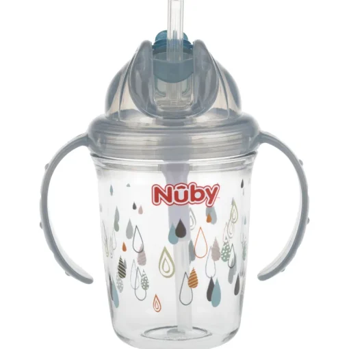 Ustensiles De Repas-Nuby Gobelet Flip-it en Tritan™ avec anses - gris - 240ml - 12m+