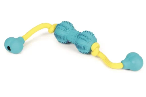 Jouets-Beeztees Halter caoutchouc + corde bleu 9 cm