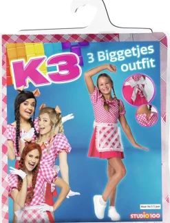 Déguisements Enfants-Studio 100 K3 Déguisement Les 3 petits cochons - 6-8 ans