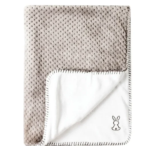 Linge De Lit-Nattou Lapidou Plaid Rose Gris/Blanc 75x100 cm