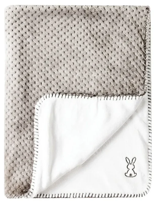 Linge De Lit-Nattou Lapidou Plaid Rose Gris/Blanc 75x100 cm